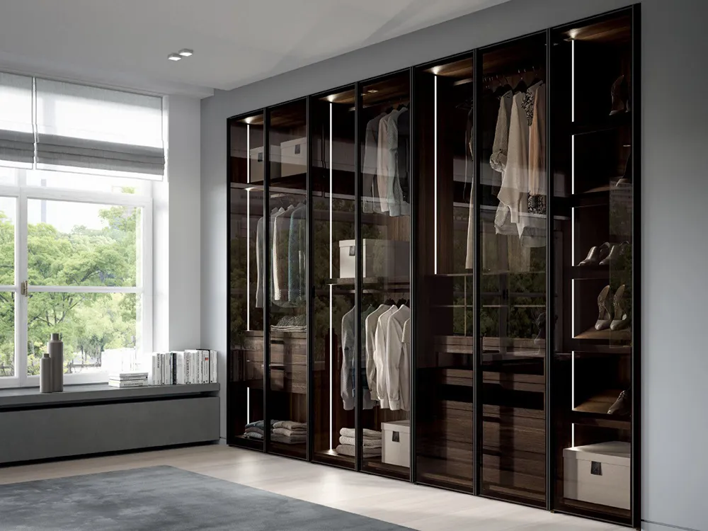 Стеклянная дверь для встроенного шкафа-купе GLASS-01 от Gintereo. Заказать и купить дверь для шкафа из стекла в Москве, СПБ